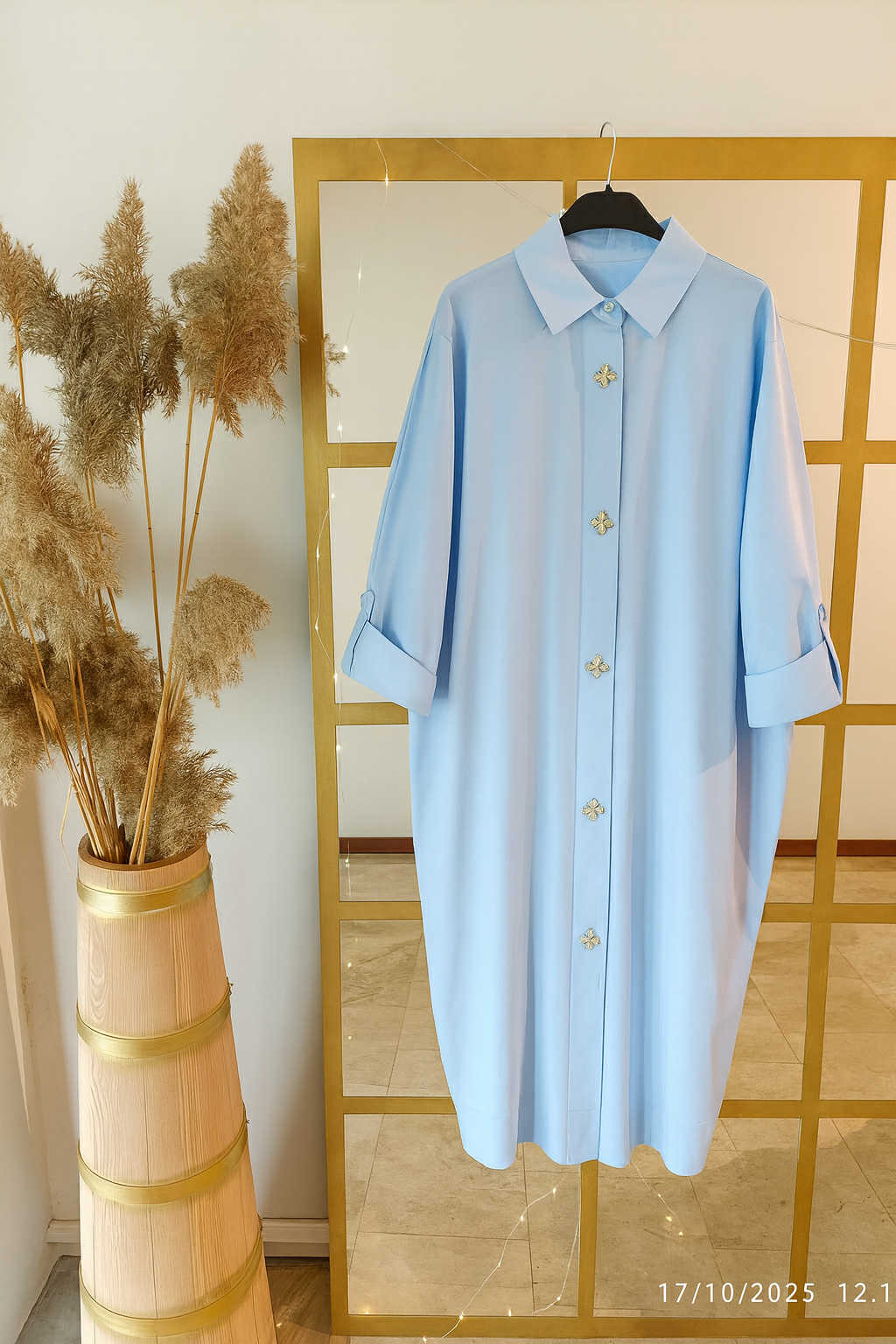 Oversized Πουκάμισο-Φόρεμα με Jewel Κουμπιά (One Size)