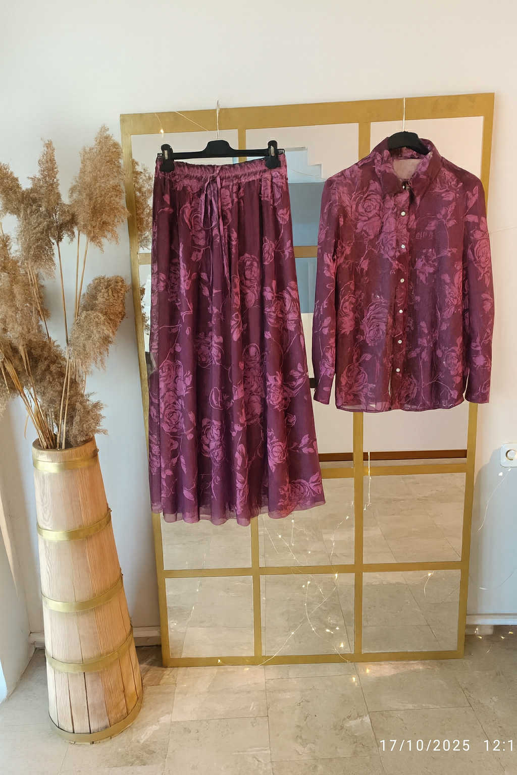 Αέρινο Floral Σετ με Μάξι Φούστα & Πουκάμισο (One Size)