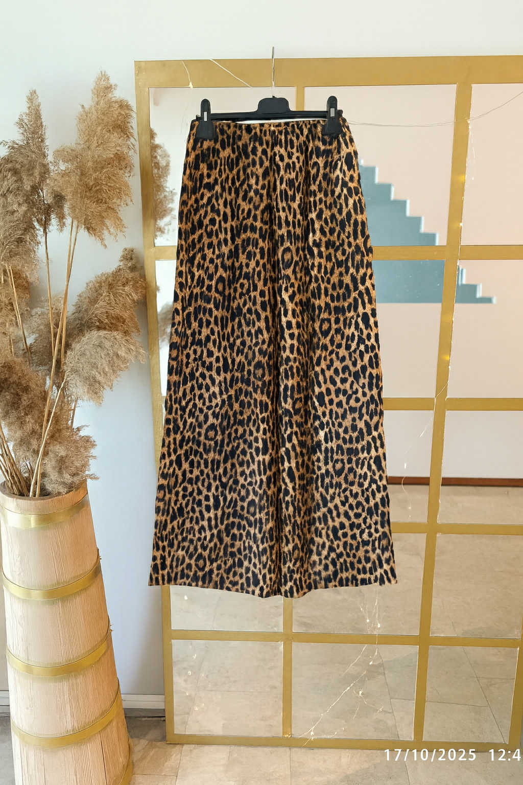 Maxi Πλισέ Παντελόνα Σατέν σε Leopard Print