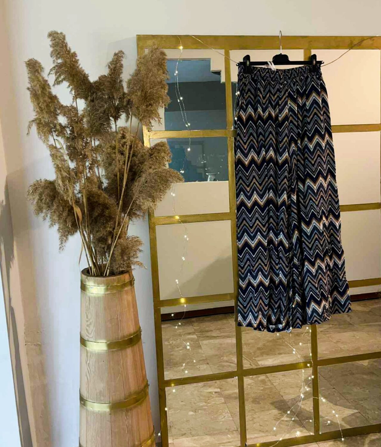 Boho Palazzo Παντελόνα με Zig-Zag Print (One Size)